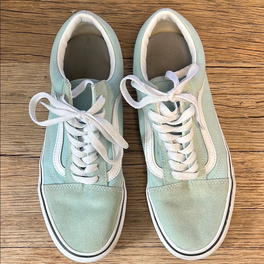 Vans Mint Green Canvas and Suede Sneakers
